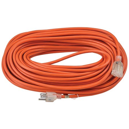 GLOBAL INDUSTRIAL 100 Ft. Outdoor Extension Cord w/ Lighted Plug, 16/3 Ga, 10A, Orange 500795